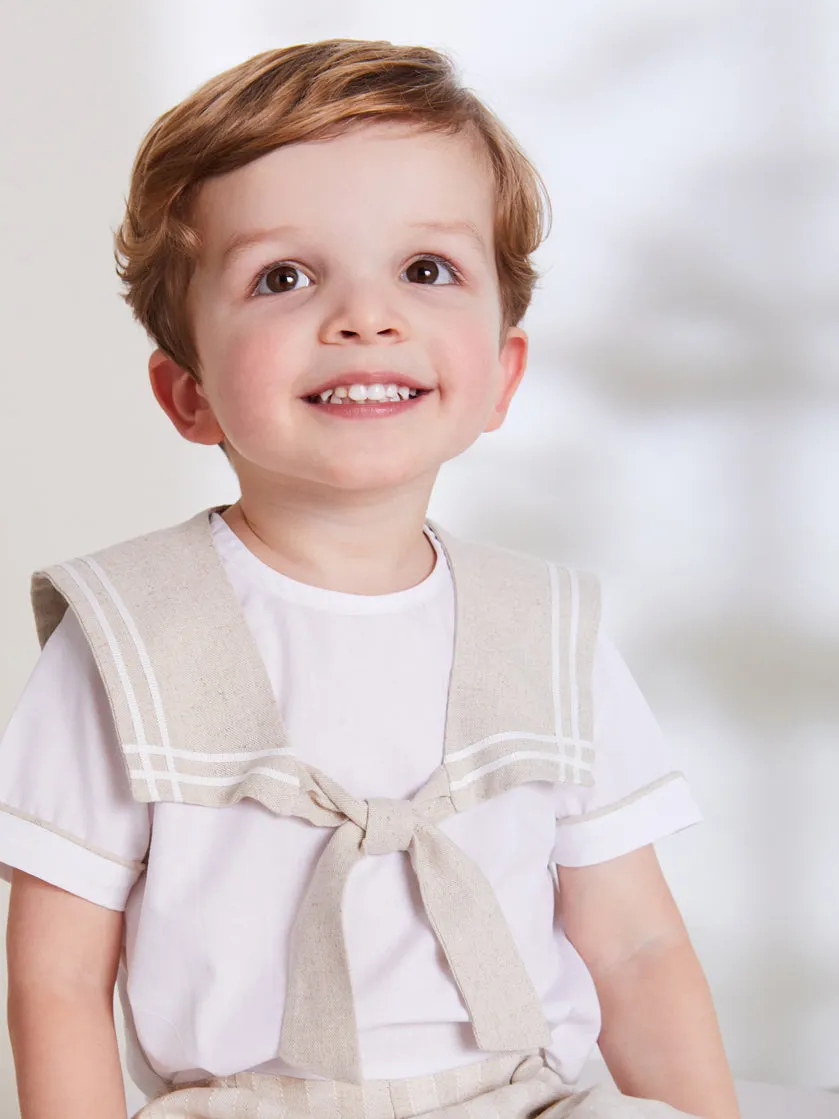 Sailor Collar Striped Set in Beige (12mths-3yrs)