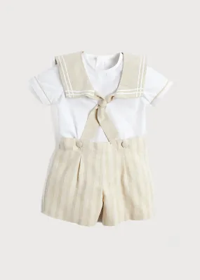 Sailor Collar Striped Set in Beige (12mths-3yrs)