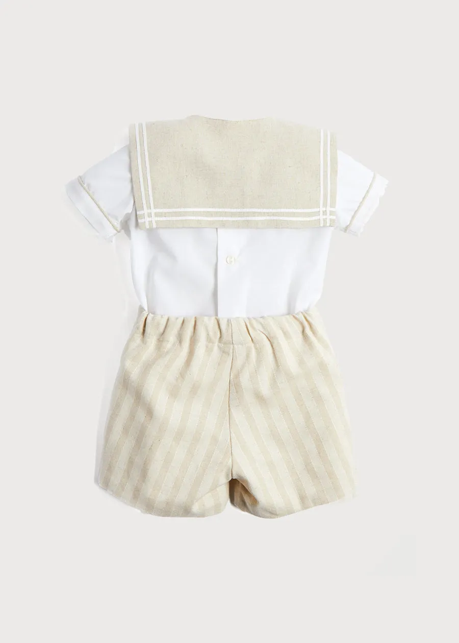 Sailor Collar Striped Set in Beige (12mths-3yrs)