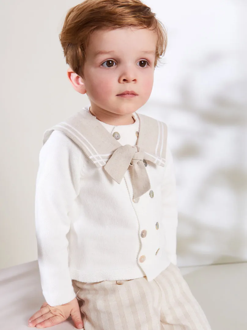 Sailor Collar Striped Set in Beige (12mths-3yrs)