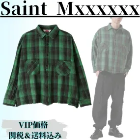 Saint Mxxxxxx  |Tartan Other Plaid Patterns Unisex Long Sleeves Cotton Logo