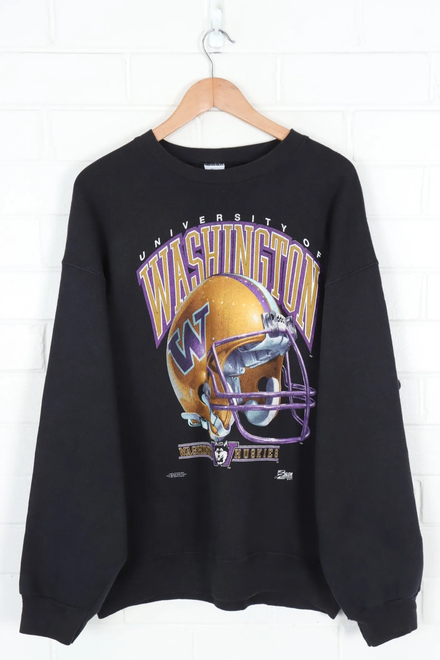 SALEM Washington Huskies College Football Helmet Sweatshirt (XL)