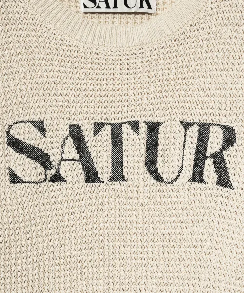 SATUR  |Unisex Short Sleeves Logo Sweaters