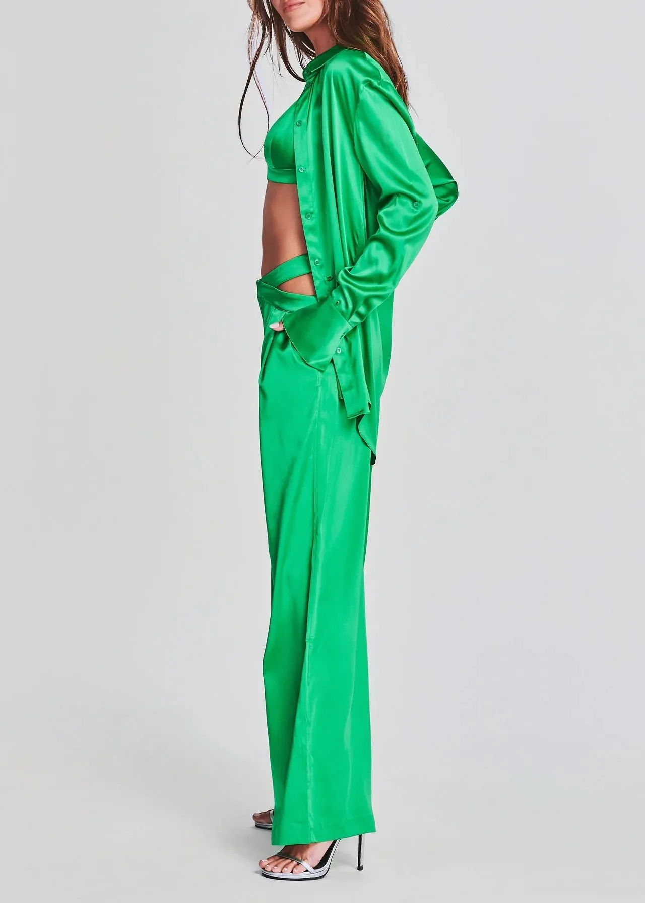 Ser.o.ya - Zarri Silk Pant - Kelly Green