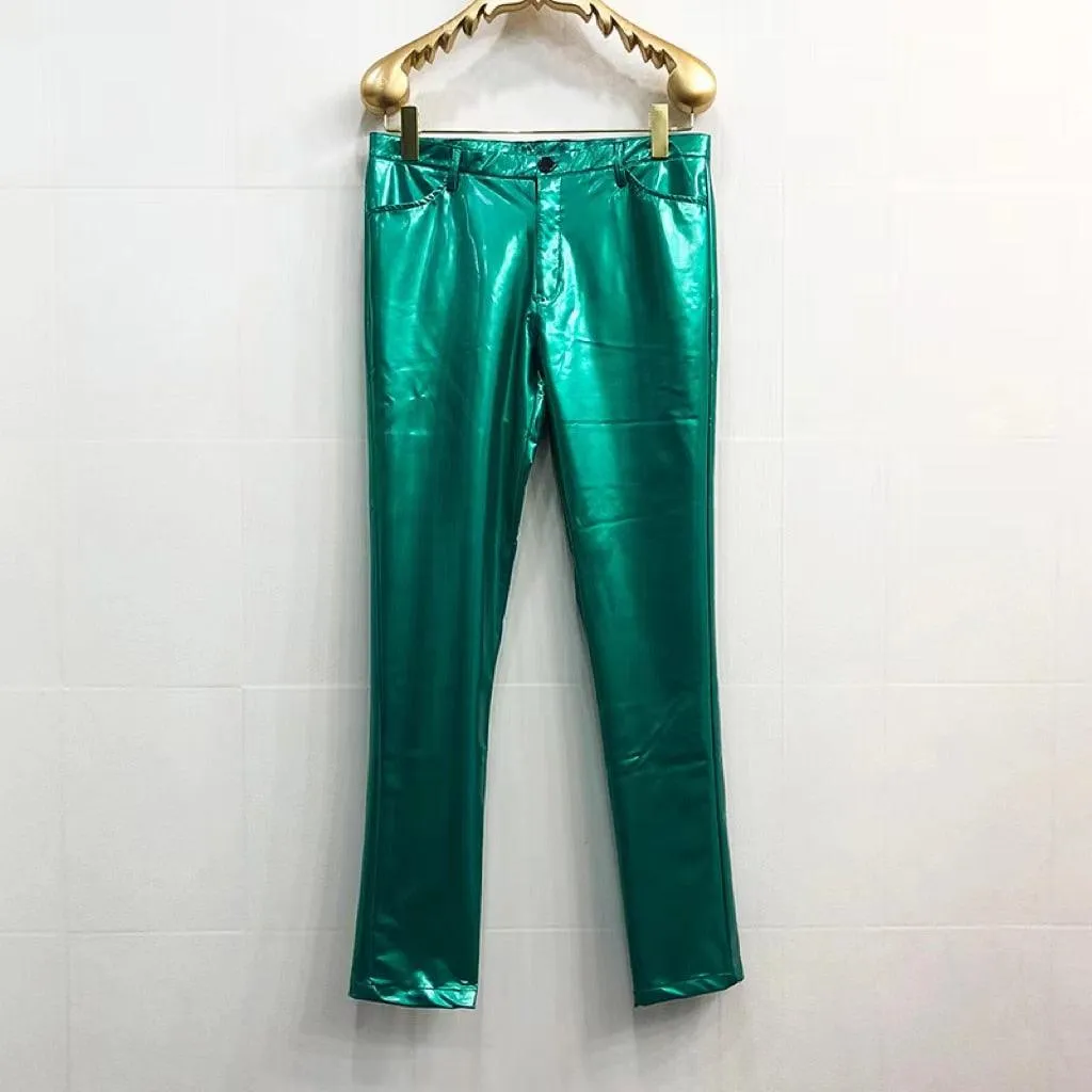 Shinny PU Leather Tight Pants for Men