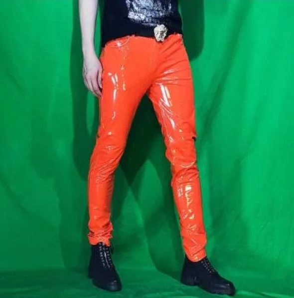 Shinny PU Leather Tight Pants for Men