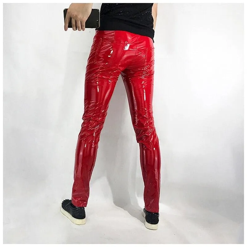 Shinny PU Leather Tight Pants for Men