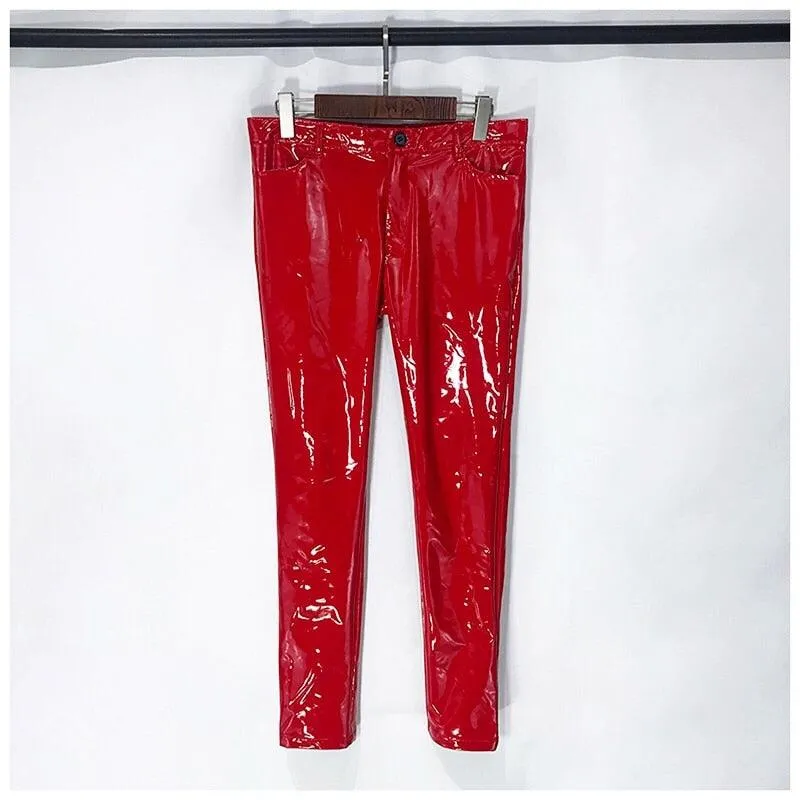 Shinny PU Leather Tight Pants for Men