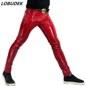 Shinny PU Leather Tight Pants for Men