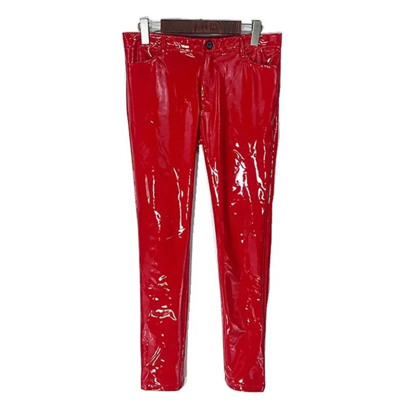 Shinny PU Leather Tight Pants for Men