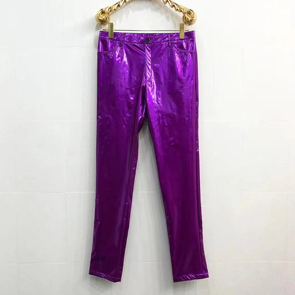 Shinny PU Leather Tight Pants for Men