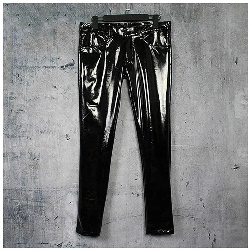 Shinny PU Leather Tight Pants for Men