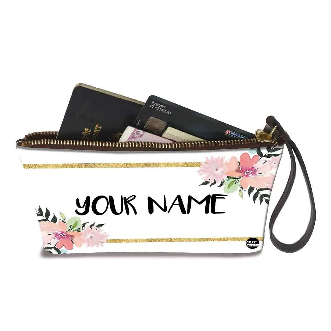 Small Wristlet Pouch - Golden Strips