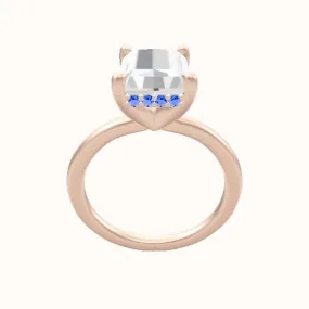 Solitaire Engagement Ring With V Prong with Hidden Halo Head