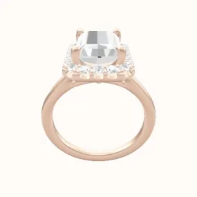 Split Cathedral Engagement Ring With Halo Head