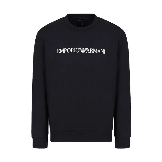 SWEATSHIRT WITH LOGO WRITING Man Navy Logo