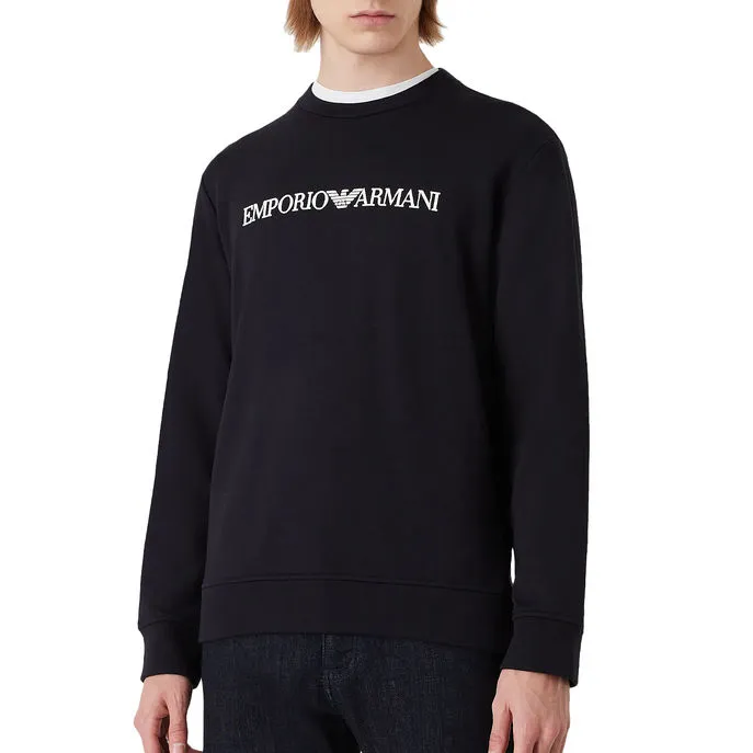 SWEATSHIRT WITH LOGO WRITING Man Navy Logo