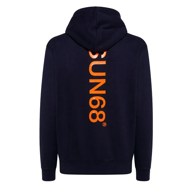 SWEATSHIRT WITH MAXI FLUO LOGO Man Navy Blue