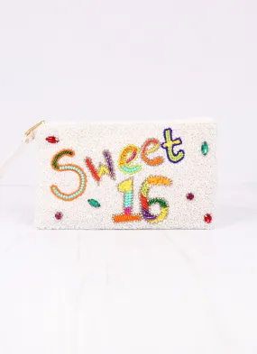 Sweet 16 Beaded Wristlet WHITE MULTI