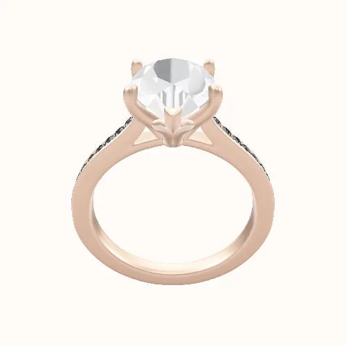 Tapered Channel Set Engagement Ring With Petal Four Prong Head