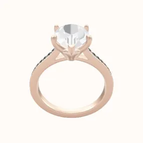 Tapered Channel Set Engagement Ring With Petal Four Prong Head