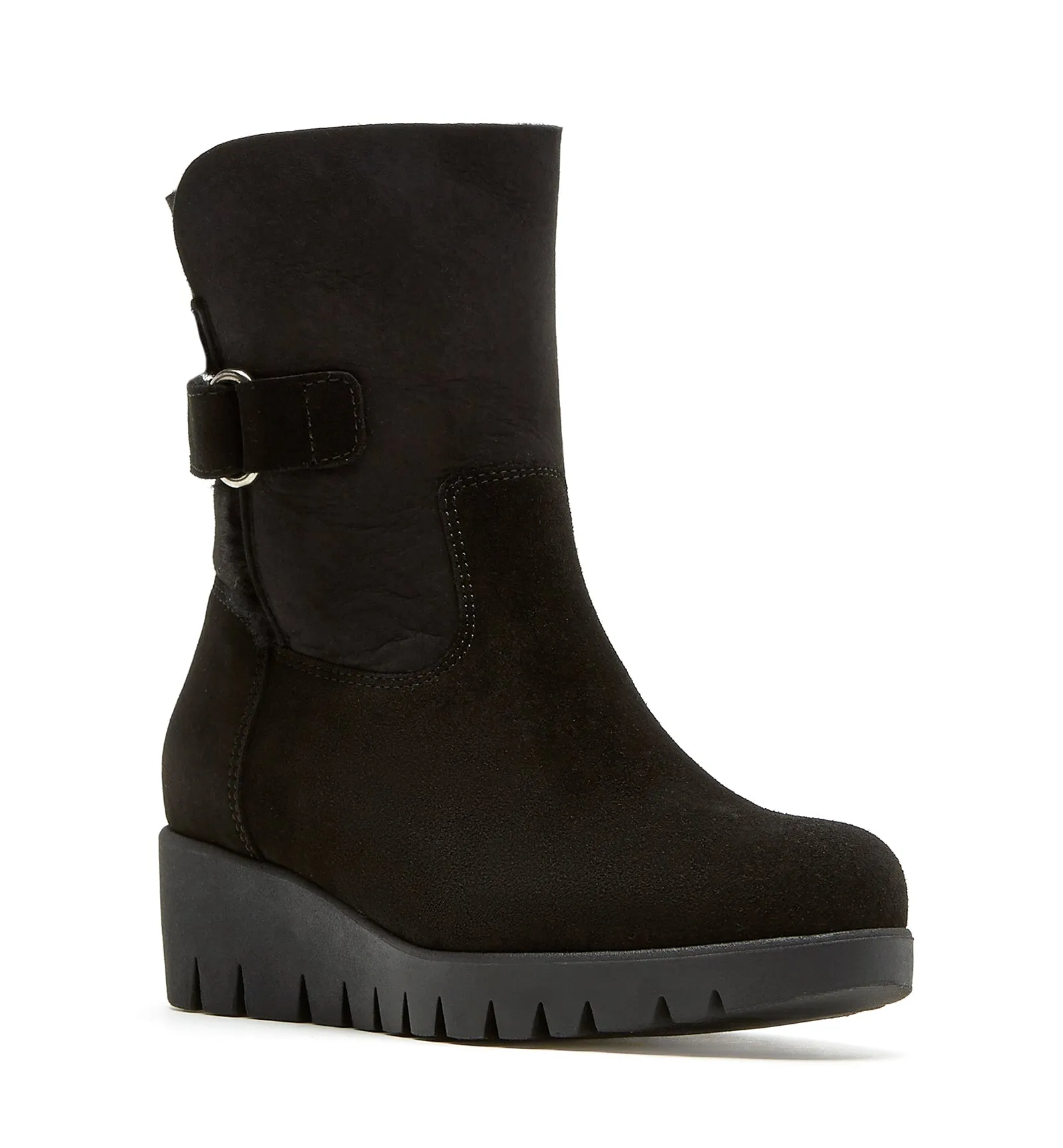 TROY SHEARLING-LINED SUEDE BOOTIE