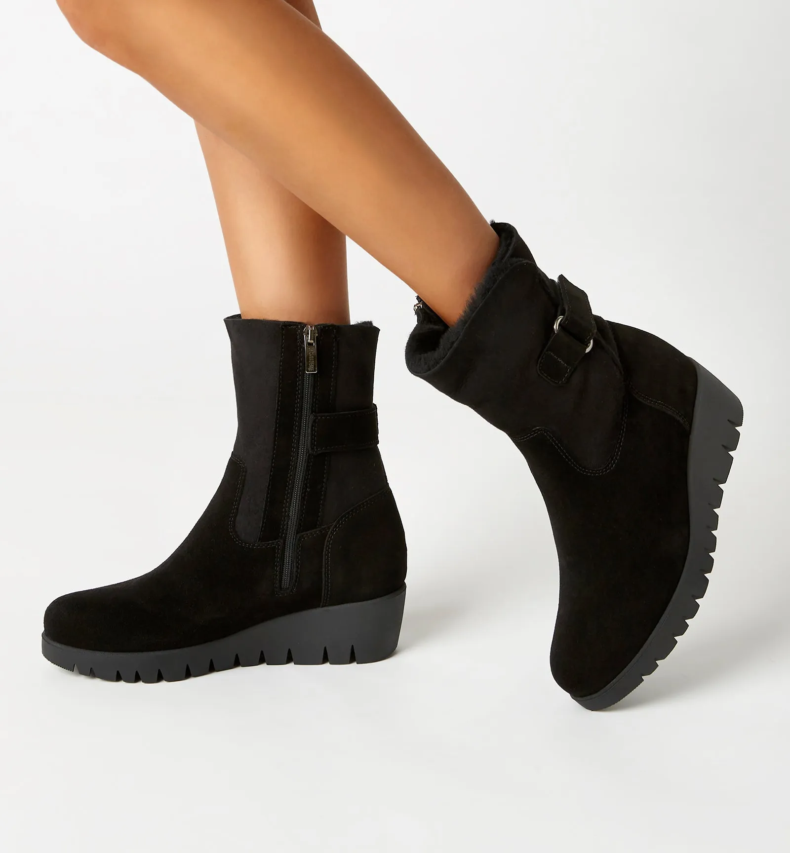 TROY SHEARLING-LINED SUEDE BOOTIE