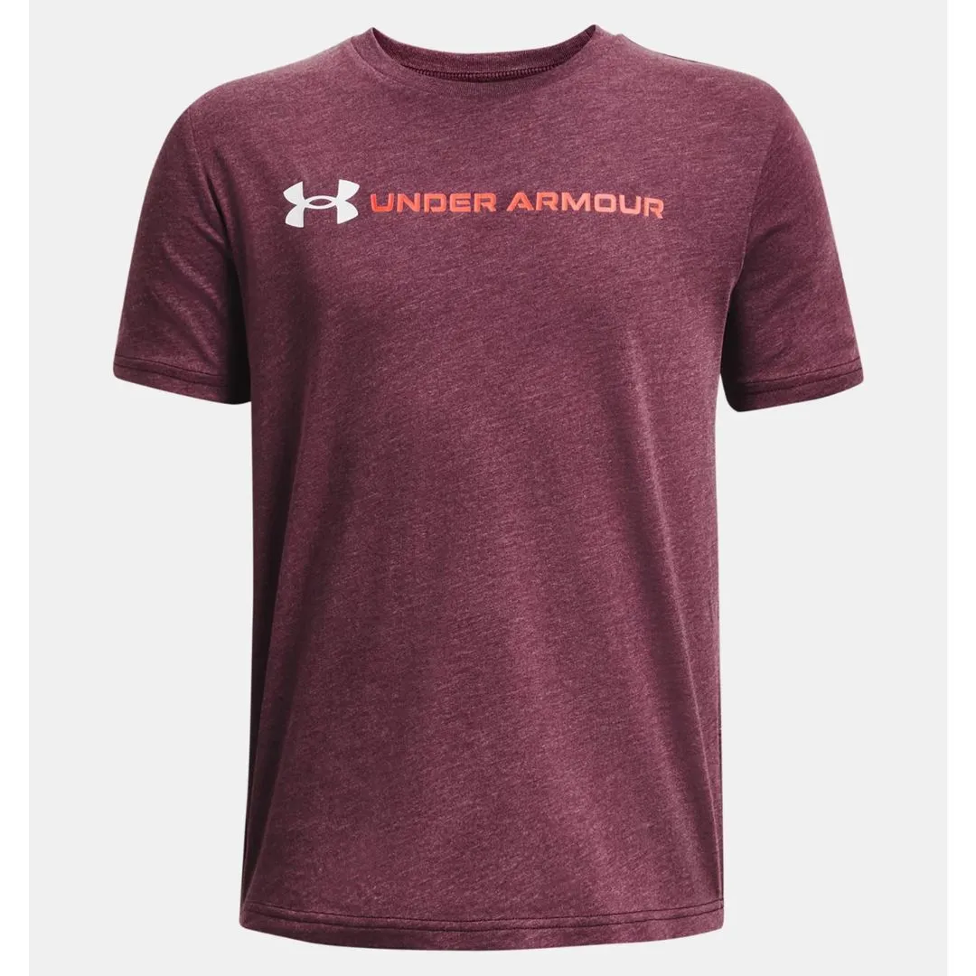 Under Armour Dark Maroon Heather/White/Beta S/S Wordmark Tee