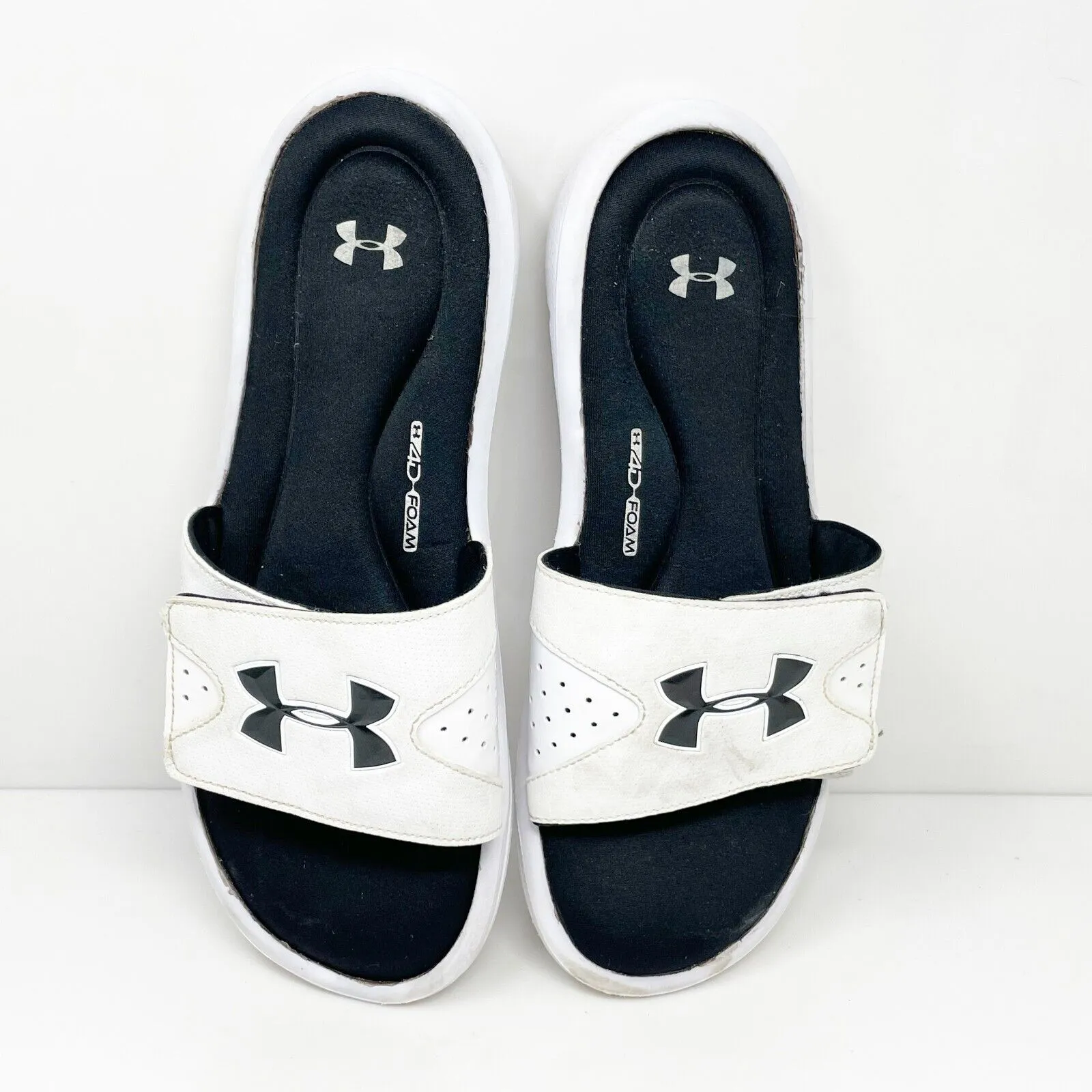 Under Armour Mens Ignite 1252510-100 White Slip On Slide Sandals Size 10