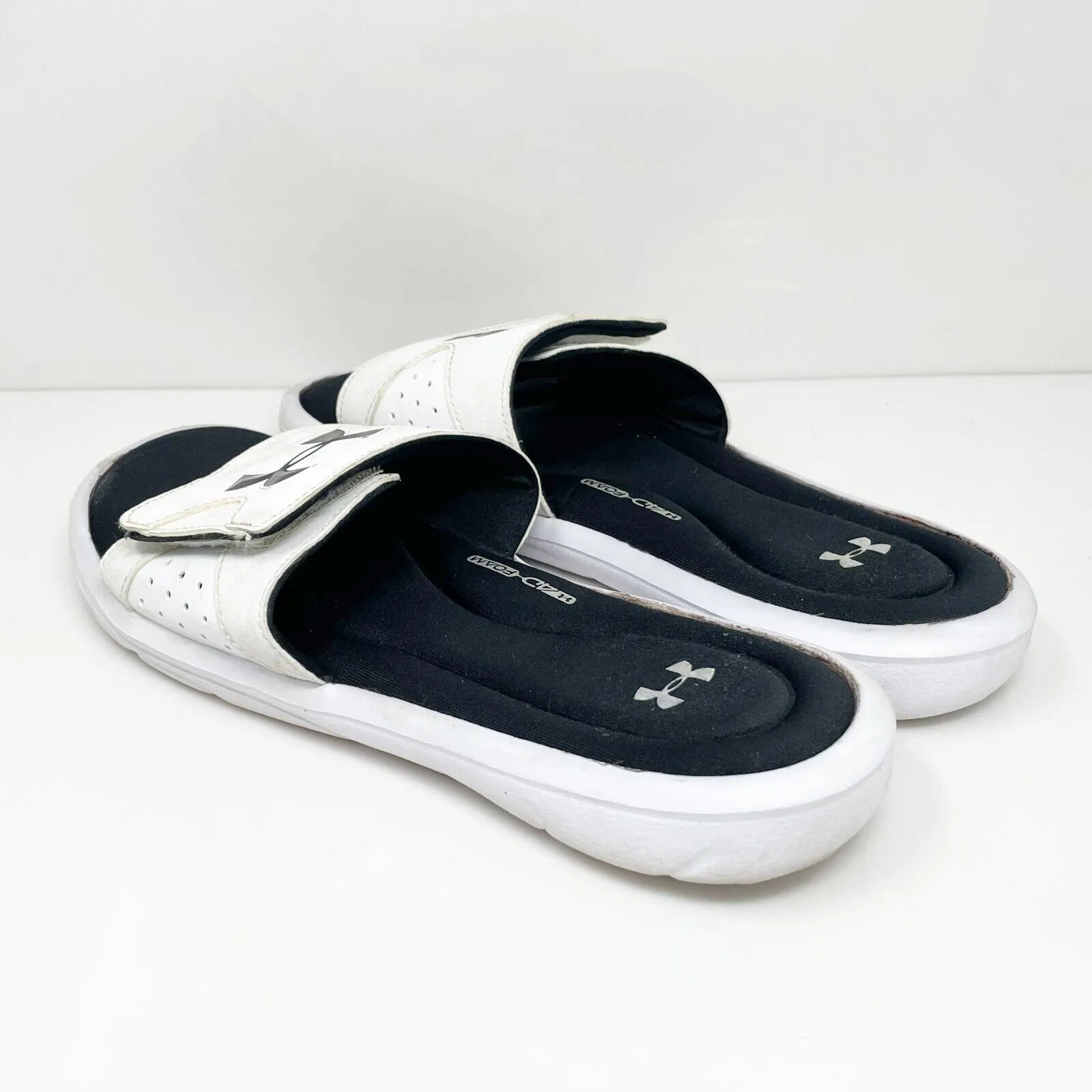 Under Armour Mens Ignite 1252510-100 White Slip On Slide Sandals Size 10