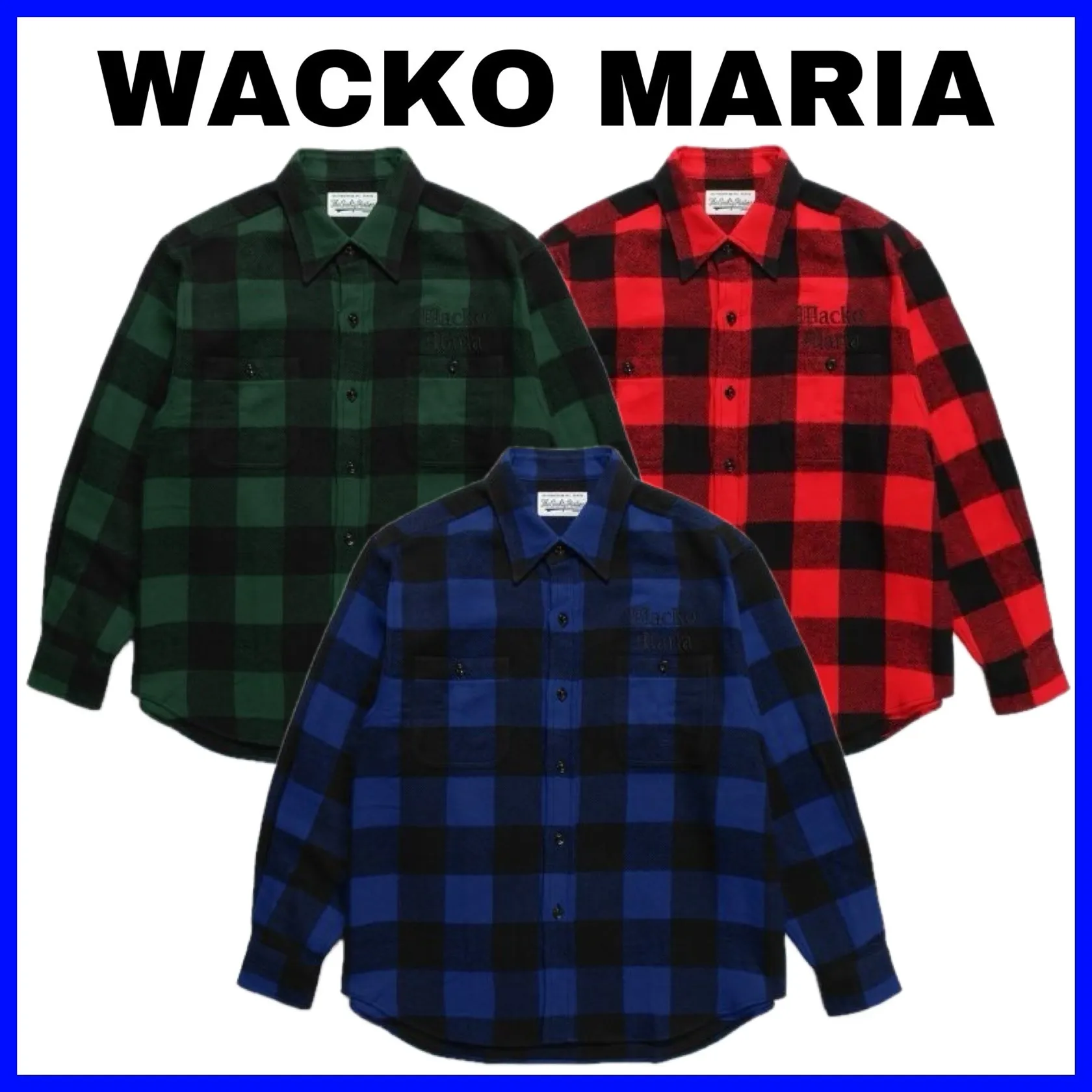 WACKO MARIA  |Other Plaid Patterns Street Style Long Sleeves Cotton Shirts