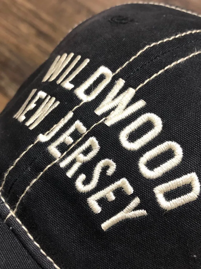 Wildwood hat | Wildwood NJ cap | Black wildwood new jersey baseball cap | Enzyme washed