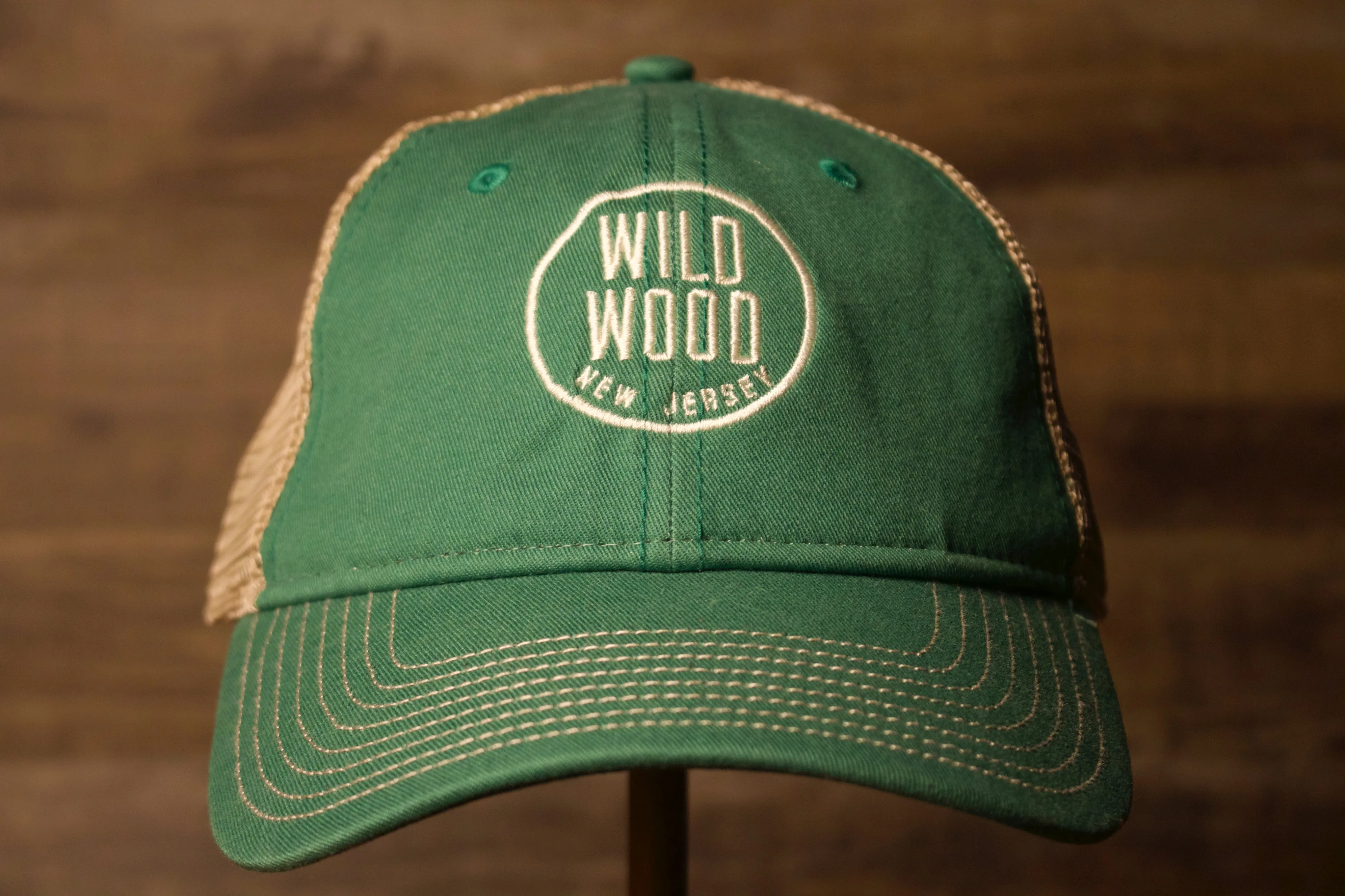 Wildwood New Jersey Kelly Green / Khaki Mesh-Back Trucker Hat