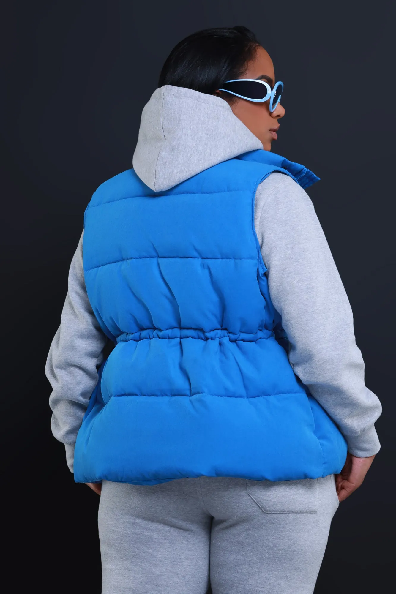 With The Crew Oversized Puffer Vest - Blue