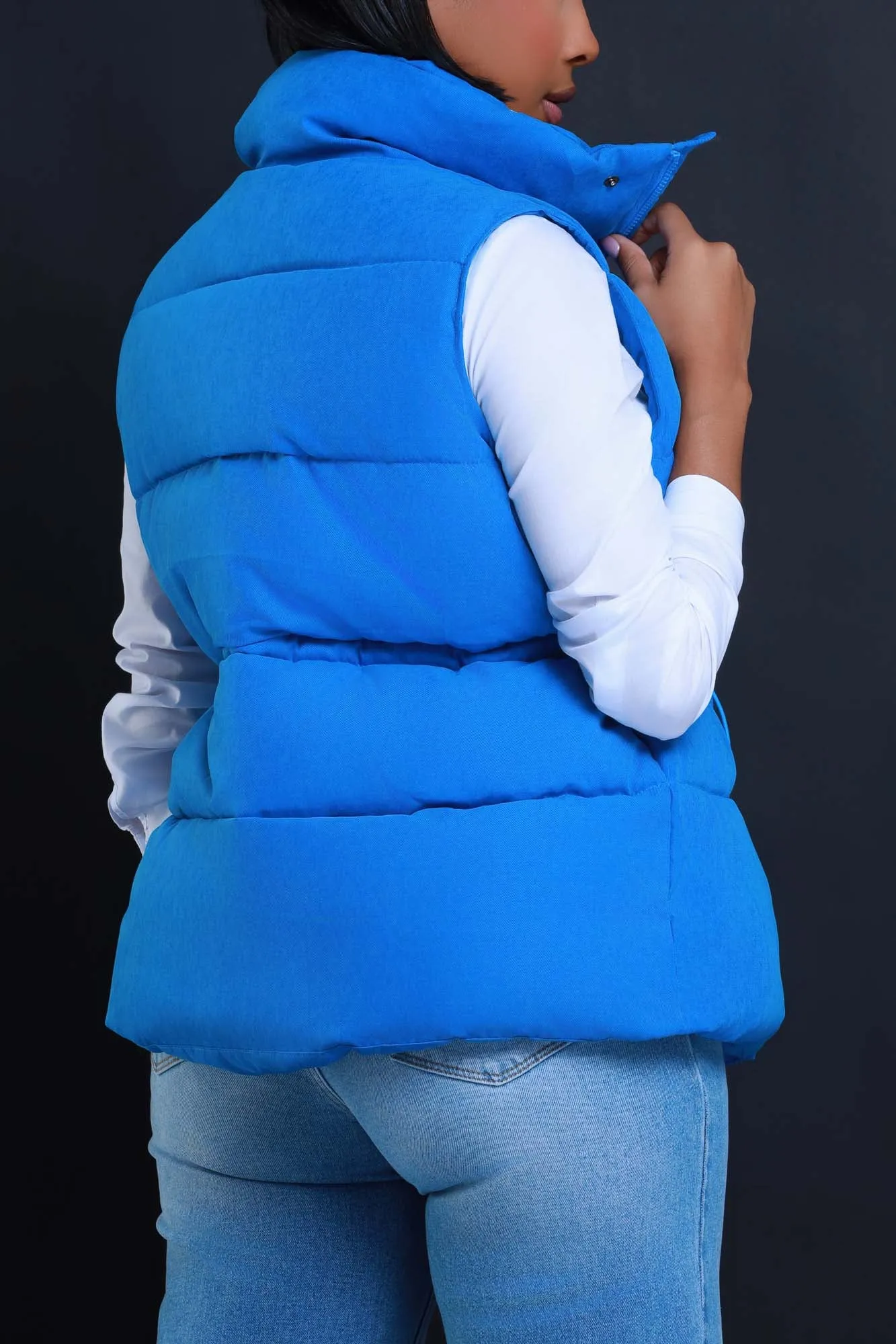 With The Crew Oversized Puffer Vest - Blue