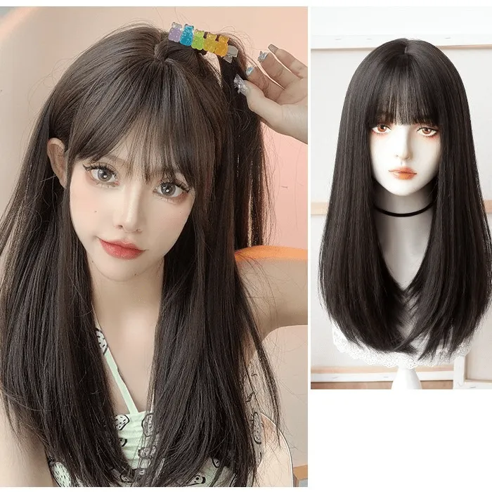 Women's Silky Straight Medium Synthetic Hair Wig