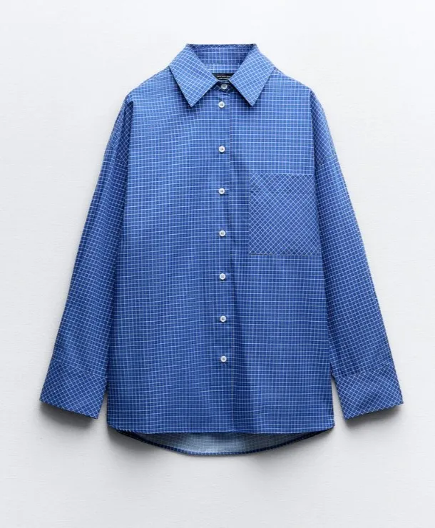 ZARA  |Other Plaid Patterns Casual Style Long Sleeves Cotton