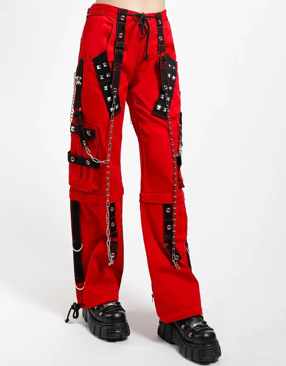 Zip Off Cuff Pant Red